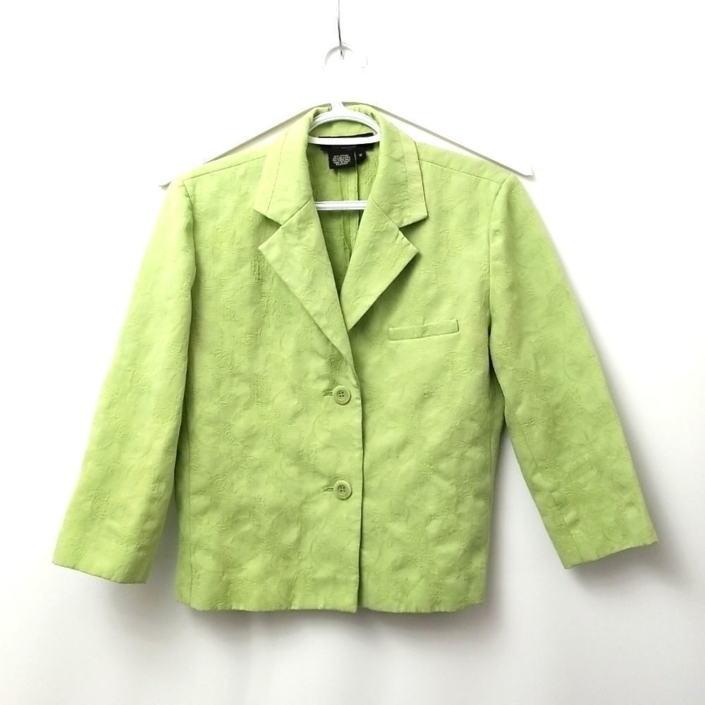 🎁5/$25 Peck and Peck Collection Blazer Women's Size 12 Green with Embroidery